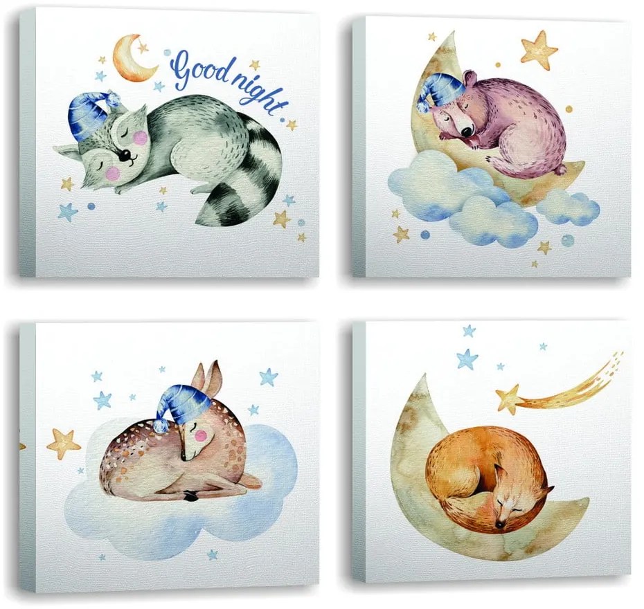 Kép szett 4 db-os 30x30 cm Good Night – Wallity