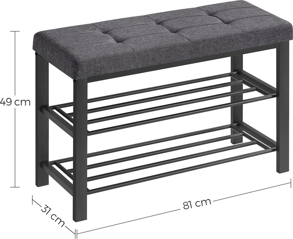 Cipősszekrény paddal és szürke ülőkével MOBRIX 81x49 cm, fekete
