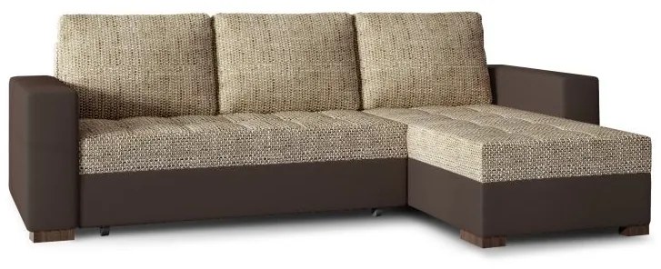 Fáraó Sarokkanapé barna bőr-világosbarna zsákszövet ajándék puffal