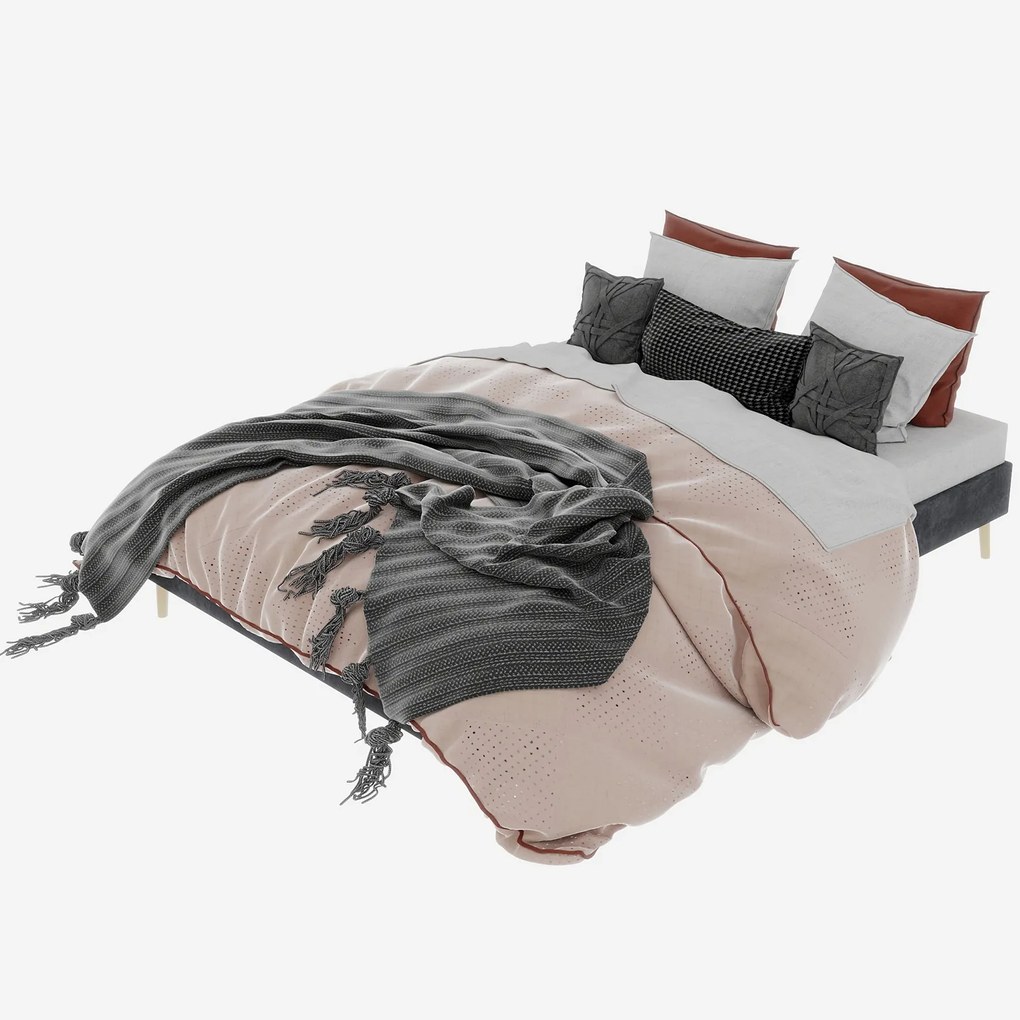 Kárpitozott ágy franciaágy 140x200cm Fejtámla nélkül szürke