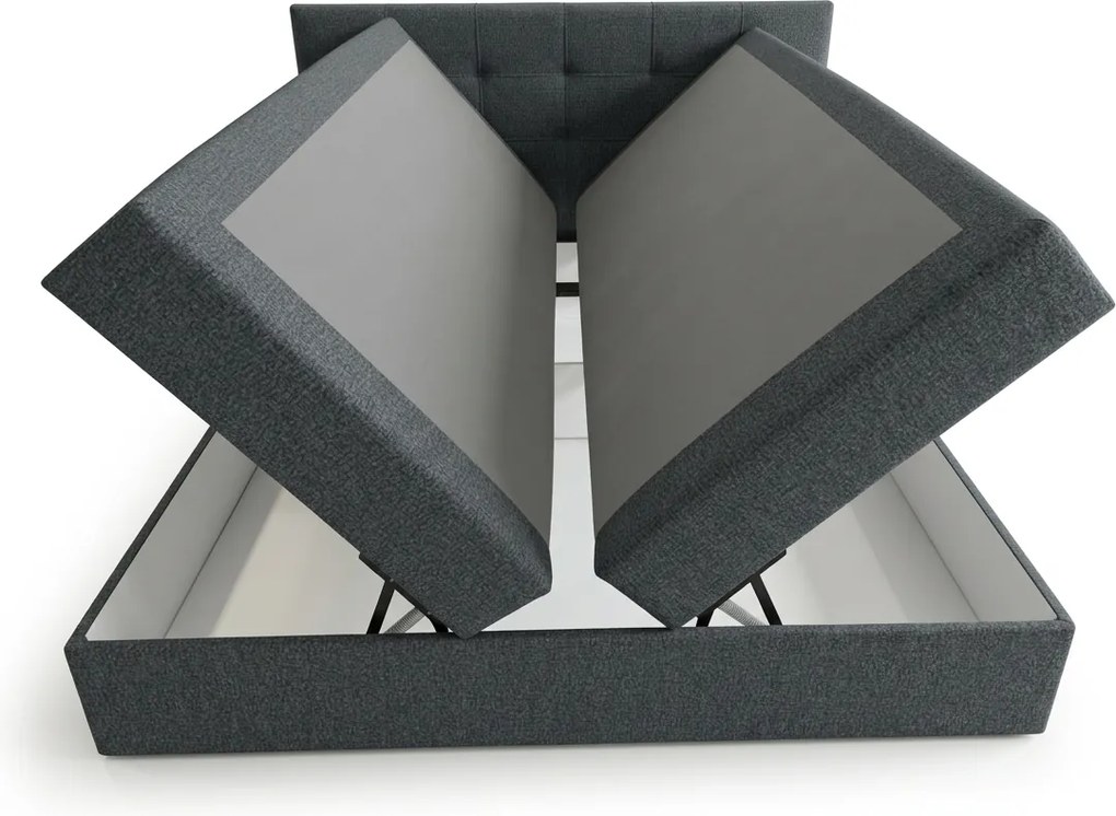 Kárpitozott boxspring ágy DIRELIS VIBE 140x200 cm sötétszürke Matrac: Bonell rugós matrac