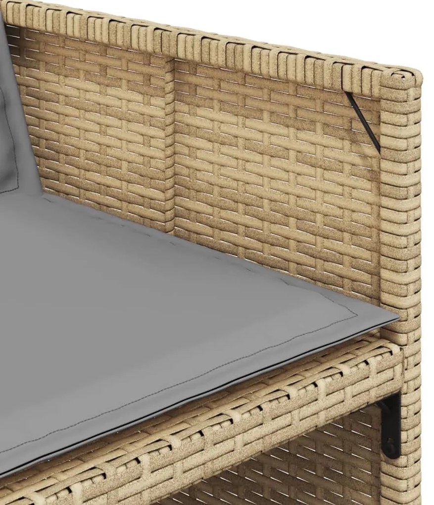 9 részes vegyes bézs polyrattan kerti étkezőgarnitúra párnákkal