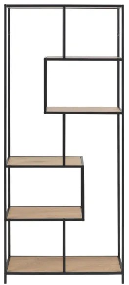 SARON könyvespolc, tölgy/fekete színben