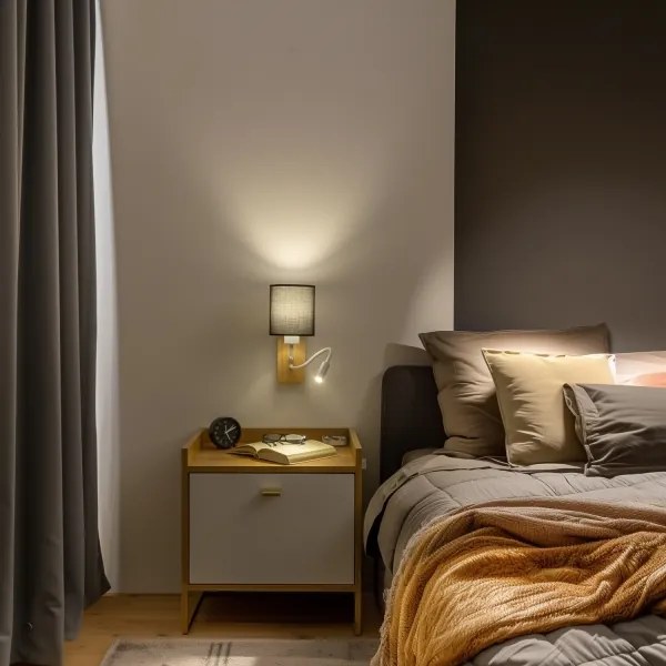 Brilagi - LED Fali lámpa NUBILA WOOD 1xE27/25W/230V + LED/3W tölgy/fekete