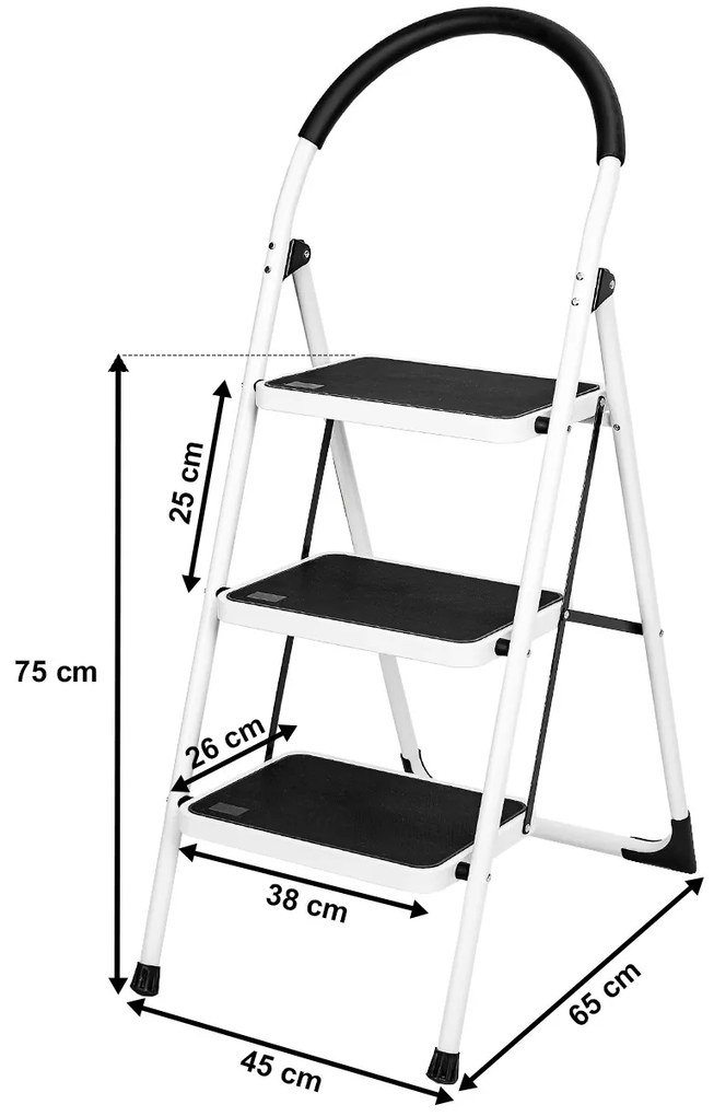 4Home Steps összecsukható 3 fokos acél lépcső, 3 lépcsőfok