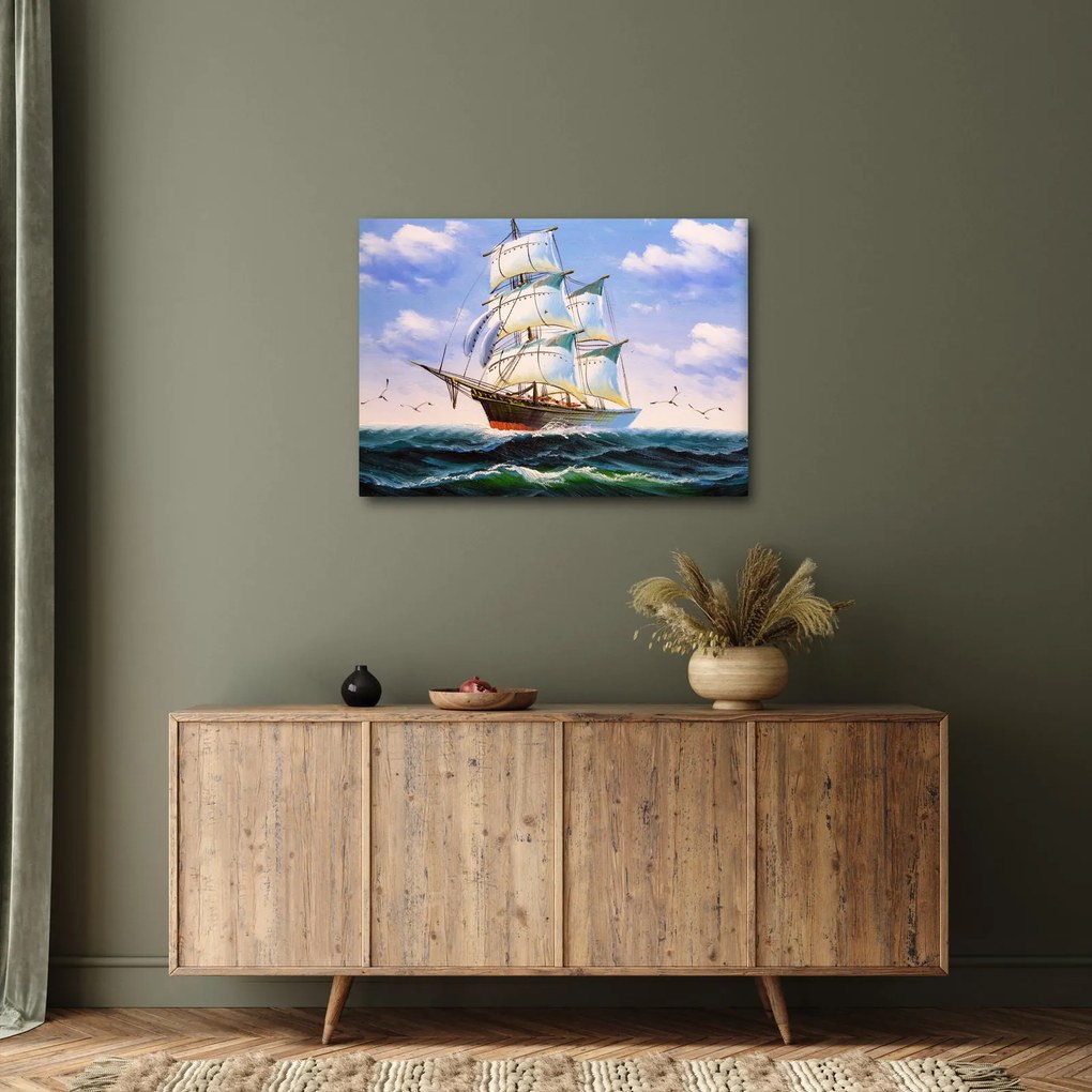 Kép egy hajóról a hullámokon (70x50 cm)