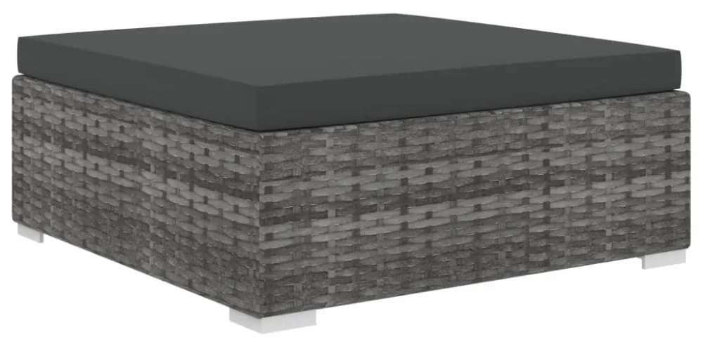 5-részes szürke polyrattan kerti bútorszett párnákkal