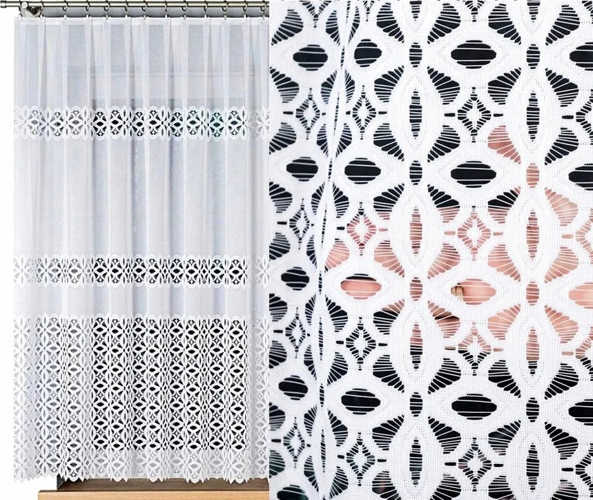 Jacquard függöny Adrianna 300x160cm egyenes virágmintás (kész) szegéllyel