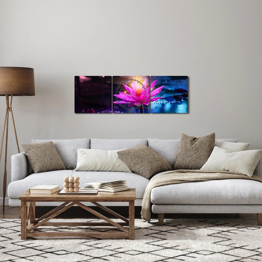 Tavirózsa a vízen képe (órával) (90x30 cm)