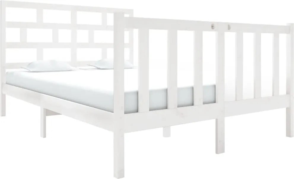 vidaXL Small Double fehér tömör fenyőfa ágykeret 120 x 190 cm