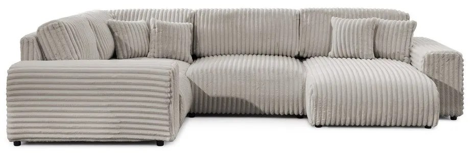 Világosszürke kordbársony sarokkanapé (bal oldali-U alakú) Justin – Ropez