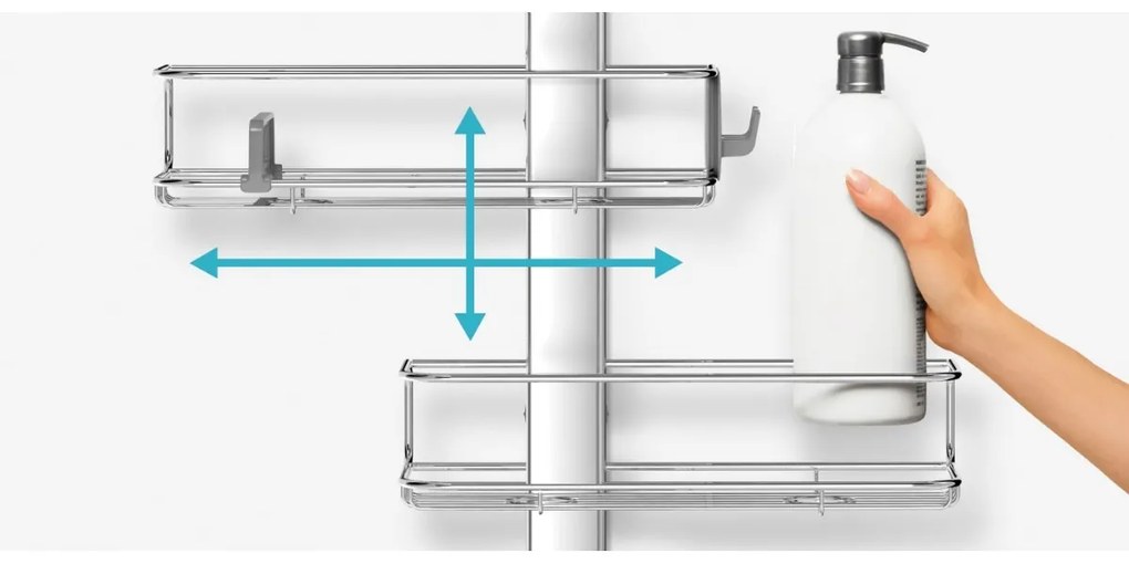 Simplehuman állítható zuhanyajtótartó polcokkal