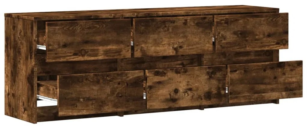 füstös tölgy színű szerelt fa LED-es TV-szekrény 140x34x50 cm