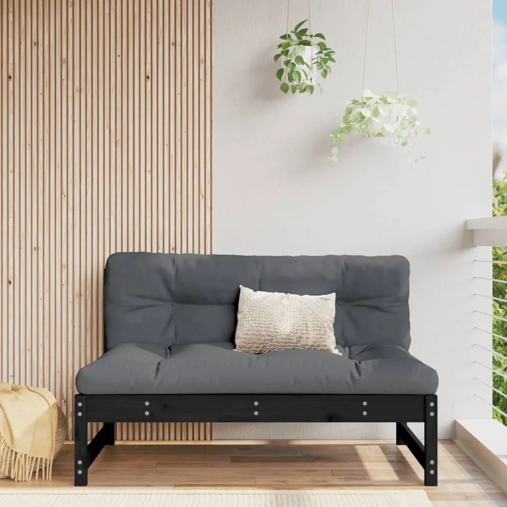 Fekete kerti tömör fenyőfa középső kanapé 120 x 80 cm