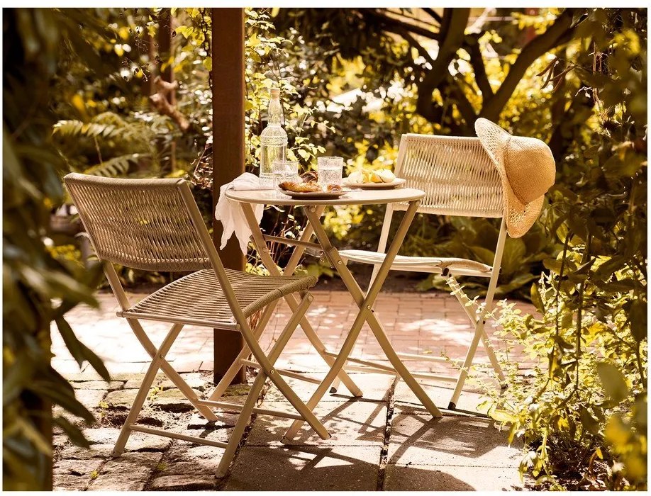 Bézs fém kétszemélyes kerti étkezőgarnitúra Arcas – House Nordic