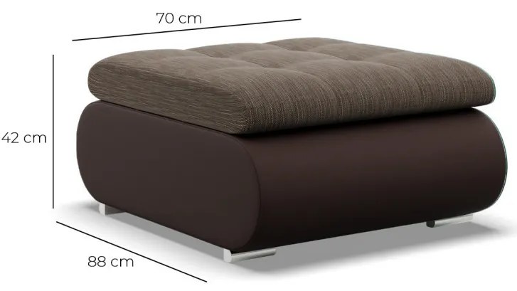 Tokio puff, fonott + műbőr, barna