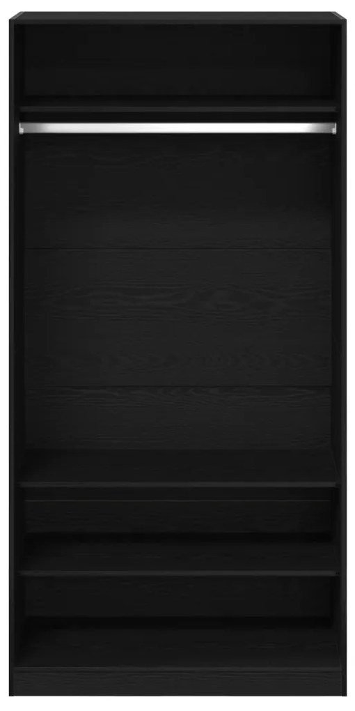 Fekete Tölgy Ruhásszekrény 100 x 50 x 200 cm - MDF-ből készült