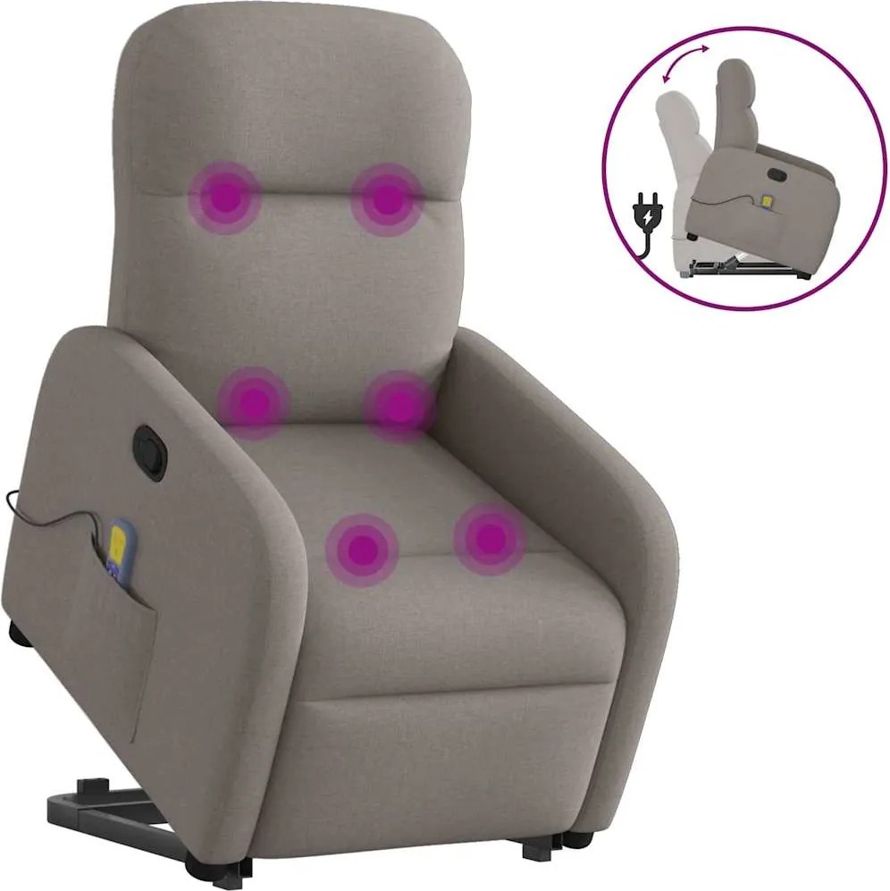 vidaXL tópszínű szövet dönthető masszázs- és állófotel