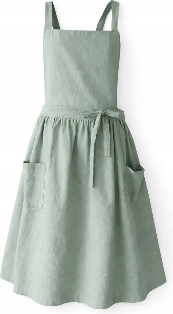 Női konyhai kötény pamut zöld zsálya – gasztronómiai