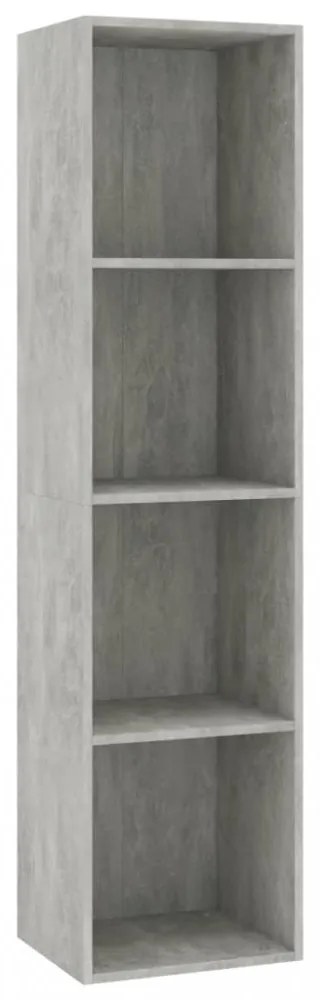 betonszürke szerelt fa könyv-/TV-szekrény 36 x 30 x 143 cm