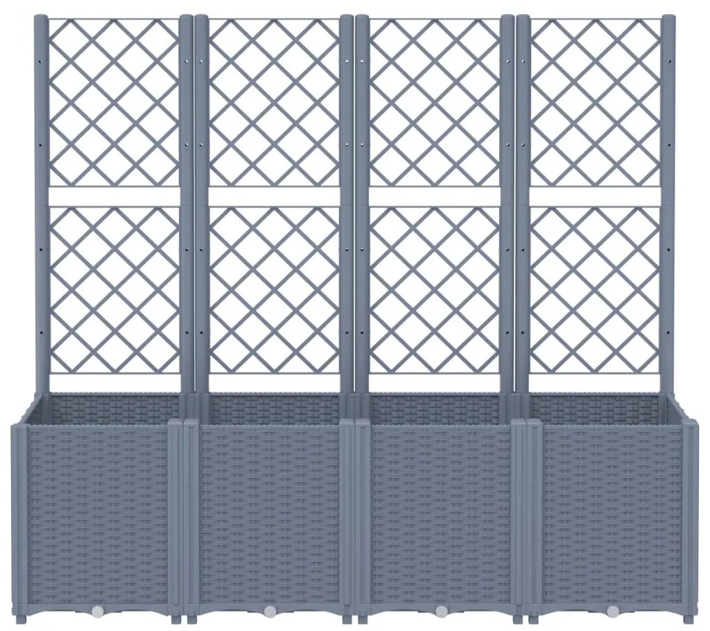 kékszürke polipropilén rácsos kerti ültetőláda 160 x 40 x 140 cm