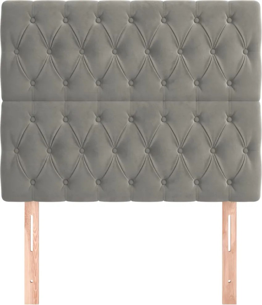 világosszürke bársony fejtámla 90x7x118/128 cm