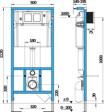 Falra szerelhető WC + MIO WC-ülőke + DUAL nyomólap + falba építhető modul + alátét