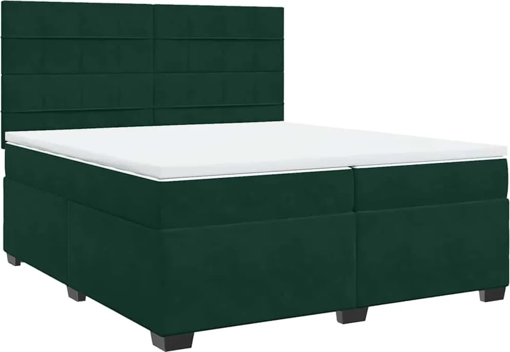 vidaXL sötétzöld bársony rugós ágy matraccal 200x200 cm