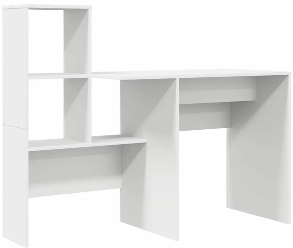 Asztal polcokkal tárolóval Fehér 131.5 x 50 x 106.5 cm Faanyag