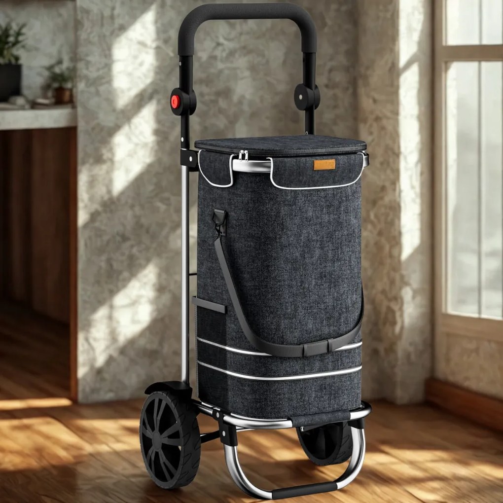 Jurhan EASY bevásárlótáska kerekekkel, 50l, fekete