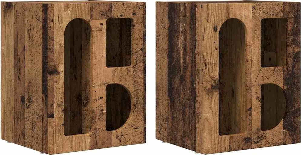 vidaXL Éjjeli asztal 2 pcs Öreg fa 40 x 35 x 50 cm Faanyag