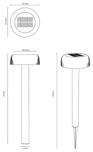 Zuma Line PT33111 - LED napelemes lámpa BLUET LED/2,5W/2000 mAh IP44 fekete