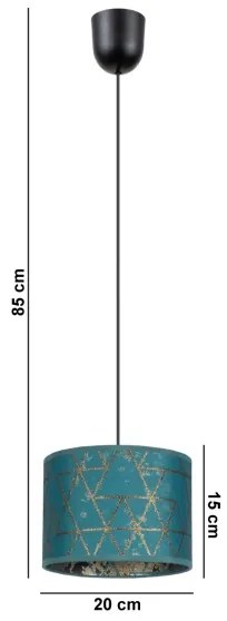 Csillár zsinóron REZO 1xE27/60W/230V türkiz