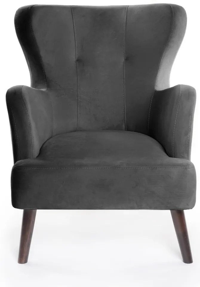Sötétszürke bársony füles fotel Noemye – Bonami Selection