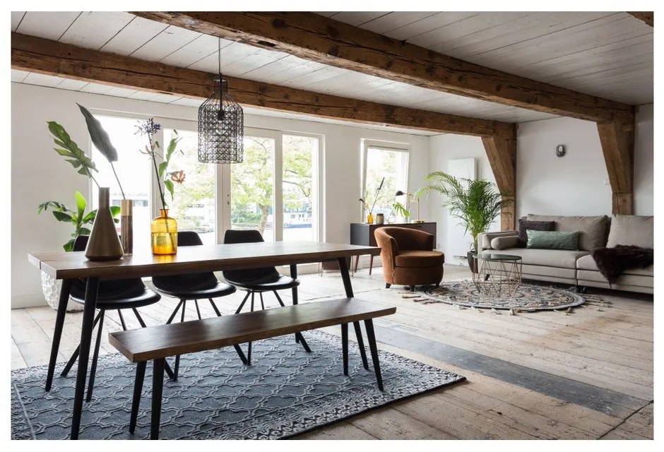 Alagon pad fekete acél lábakkal, hosszúság 180 cm - Dutchbone