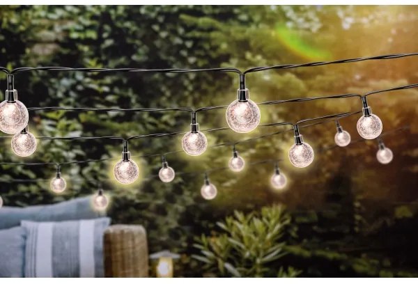 Grundig - LED napelemes fényfüzér 50 LED, 8 funkció, 9,35 m, IP44, meleg fehér +