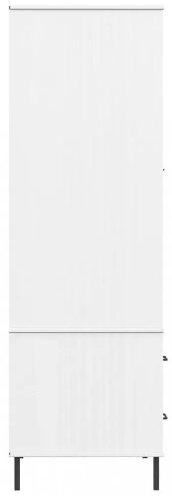 OSLO fehér tömör fa gardróbszekrény fém lábakkal 90x55x172,5 cm