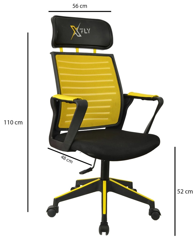 Irodai gamer szék Vamivo 1 (sárga + fekete) . 1093819