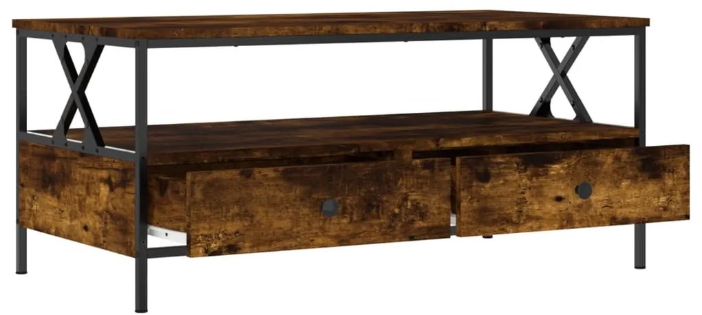Füstös tölgy színű szerelt fa dohányzóasztal 100 x 51 x 45 cm