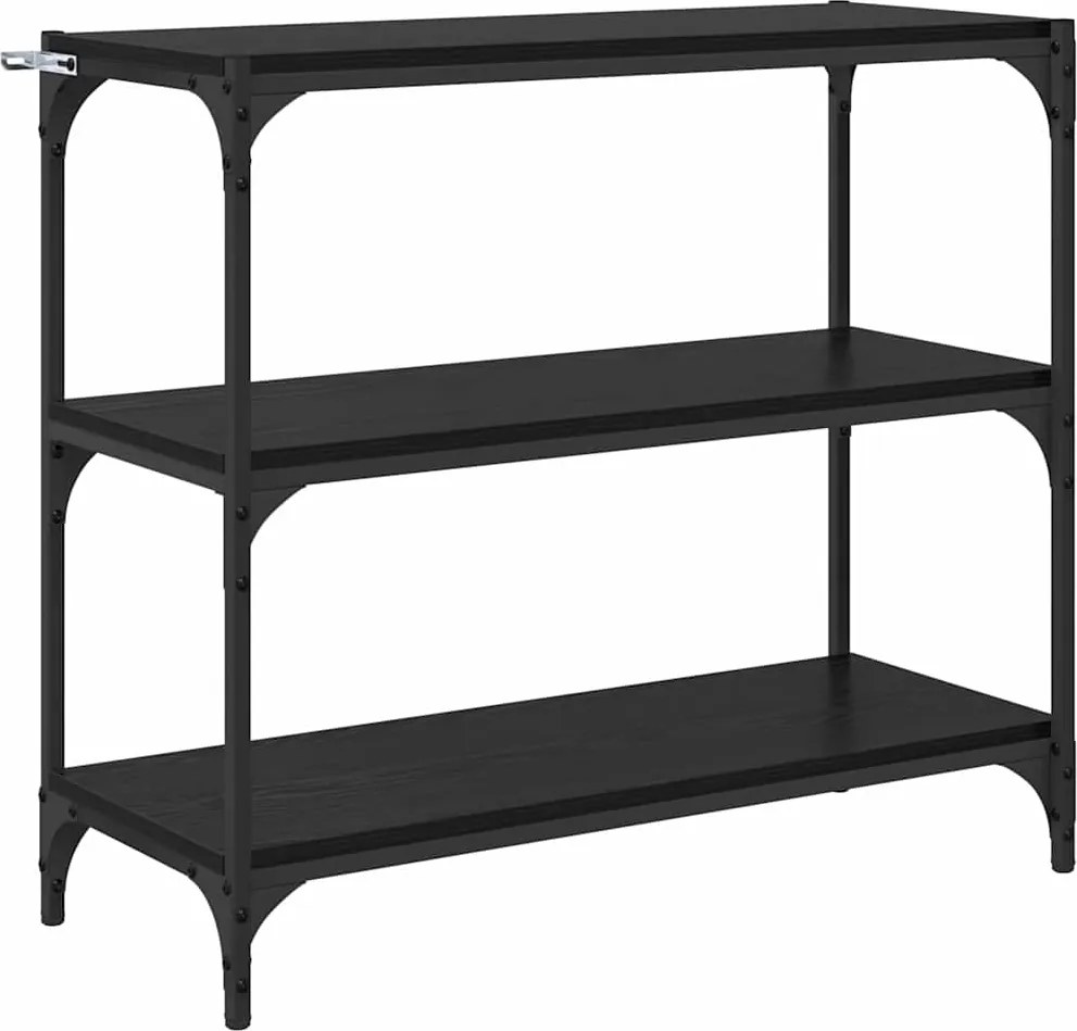 vidaXL Könyvespolc Fekete tölgy 80 x 33 x 70,5 cm Műszaki fa és vas