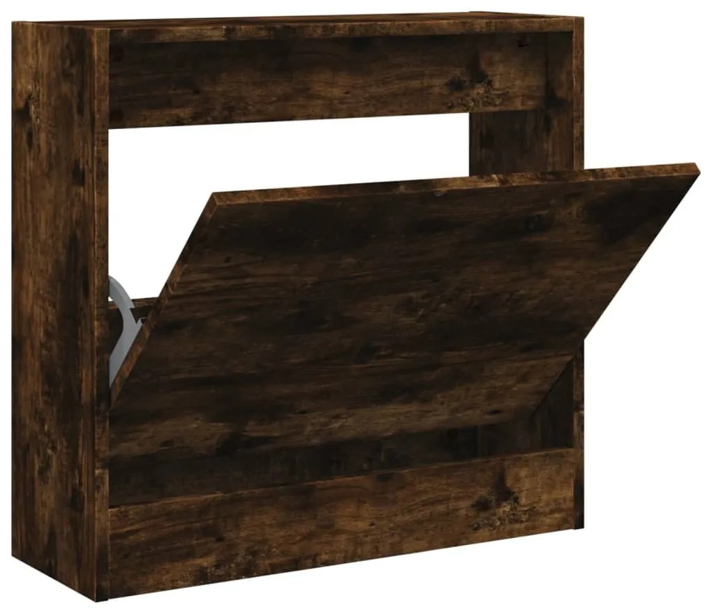 füstös tölgy színű szerelt fa cipőszekrény 60 x 21 x 57 cm