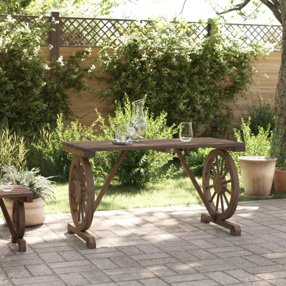 tömör fenyőfa kerti asztal 115 x 55 x 65 cm