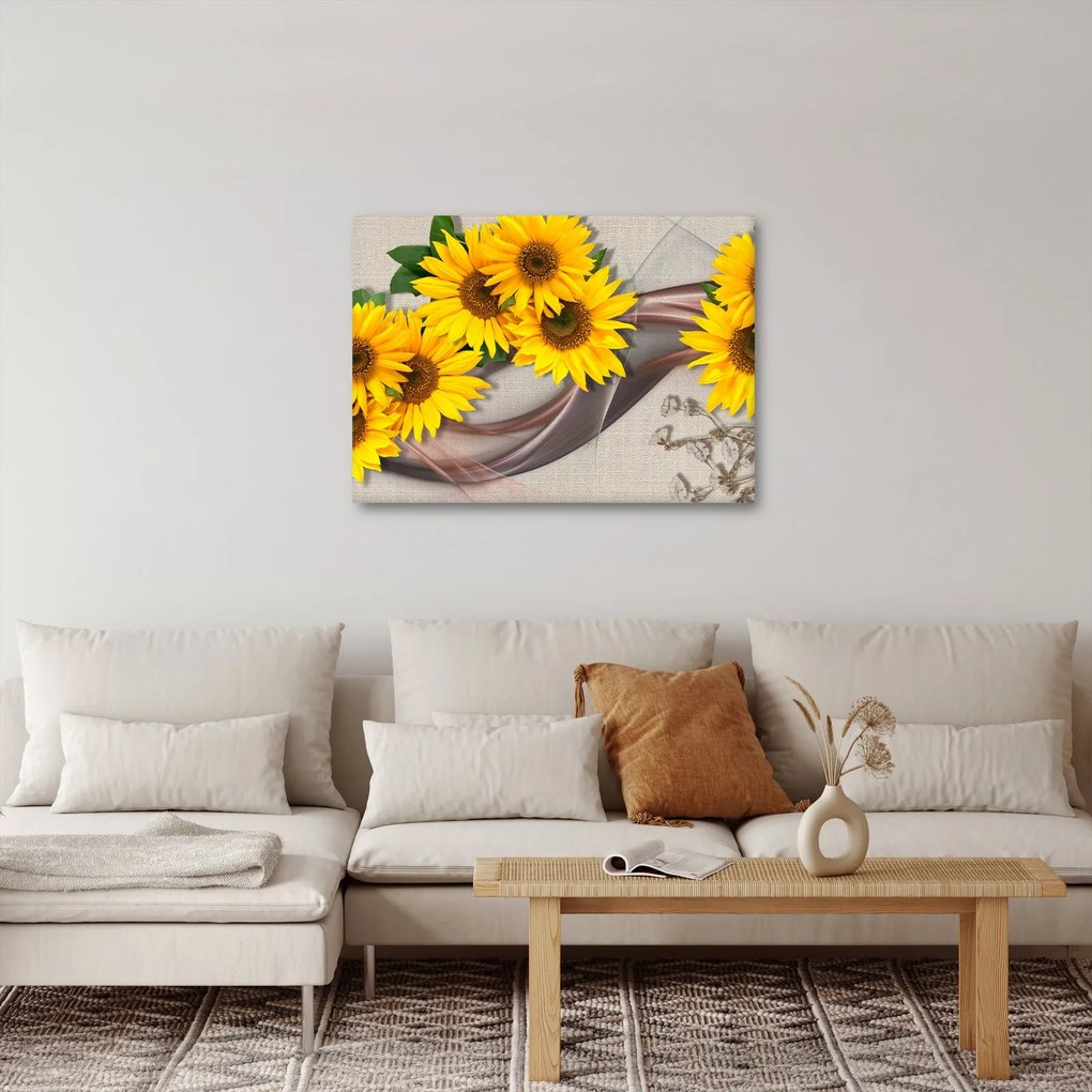 Kép - Ragyogó napraforgó virágok (70x50 cm)
