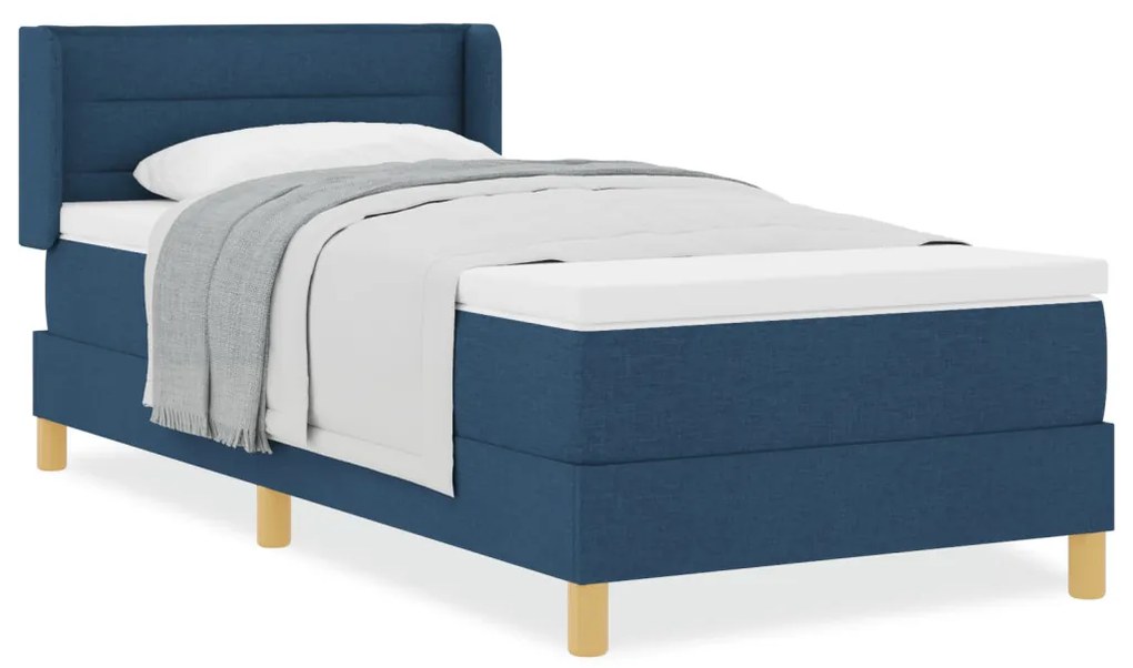Boxspring Ágy Matracokkal - Kék, 80 x 200 cm, Szövet
