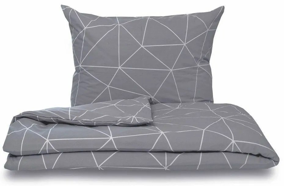 Kvalitex Nordic Grid pamut ágyneműhuzat szürke, 140 x 220 cm, 70 x 90 cm