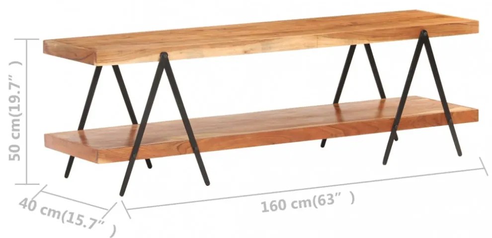 tömör akácfa TV-szekrény 160 x 40 x 50 cm