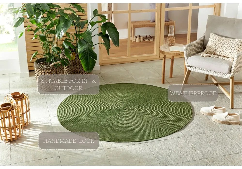 Zöld kerek kültéri szőnyeg ø 200 cm - NORTHRUGS