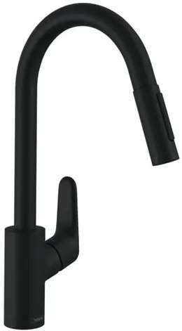 Hansgrohe Focus M41 mosogató csaptelep kihúzható zuhannyal, 2 áram matt fekete 31815670