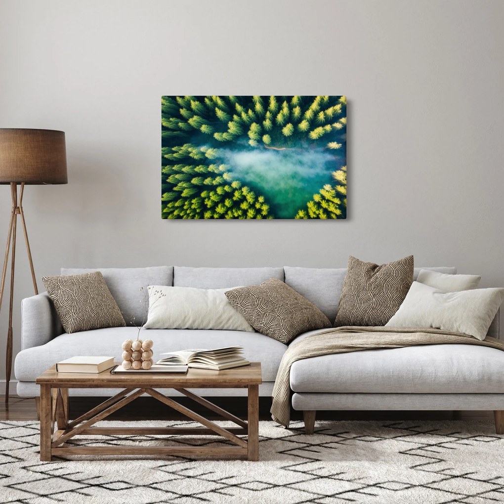 Kép - Egy ködbe burkolt erdő (90x60 cm)