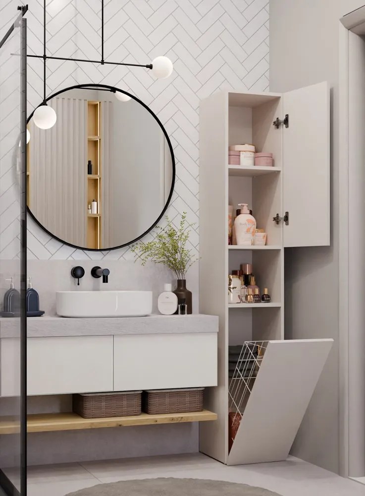 Kashar Nel III fürdőszoba szekrény, 31x174x30 cm, kasmír